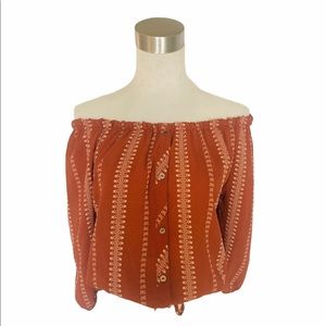 Free Kisses Cropped Off the Shoulder Top Rust (M)